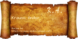 Krauss Andor névjegykártya